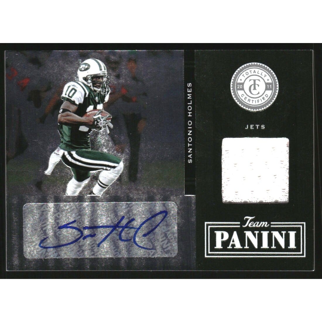 2011 Totally Certified Team Panini Material Autographs #14 Santonio Holmes/30. rookie card picture