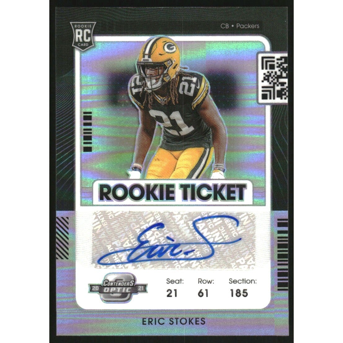 2021 Panini Contenders Optic Silver #156 Eric Stokes AU. rookie card picture