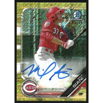 2019 Bowman Chrome Prospect Autographs Gold Shimmer Refractors #CPAMS Mike Siani