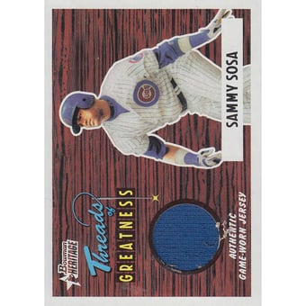 2004 Bowman Heritage Threads of Greatness #SS Sammy Sosa Blue Jsy A
