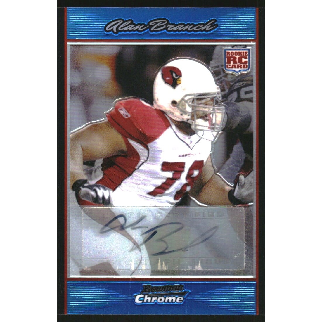 2007 Bowman Chrome Rookie Autographs Blue Refractors #BC85 Alan Branch. rookie card picture