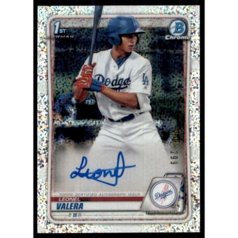 2020 Bowman Chrome Prospect Autographs Speckle Refractors #CPALV Leonel Valera
