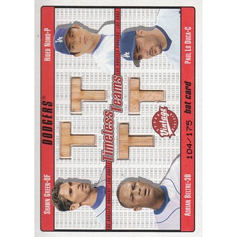 2003 Upper Deck Vintage Timeless Teams Bat Quads #GNBL Shawn Green/Hideo Nomo/Adrian Beltre/Paul Lo Duca