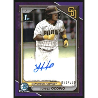 2024 Bowman Chrome Prospect Autographs Purple Refractors #CPAYO Yoiber Ocopio