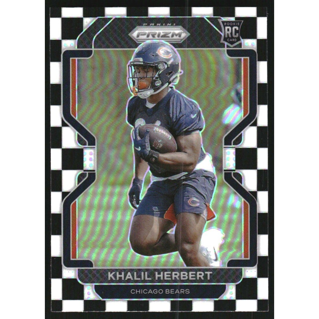 2021 Panini Prizm Prizms Black and White Checker #425 Khalil Herbert. rookie card picture