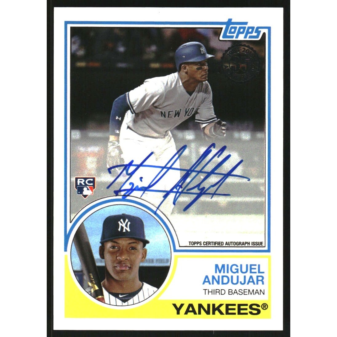 2018 Topps '83 Topps Autographs #83AMA Miguel Andujar. rookie card picture