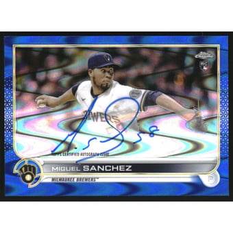 2022 Topps Chrome Rookie Autographs Blue RayWave Refractors #RAMS Miguel Sanchez