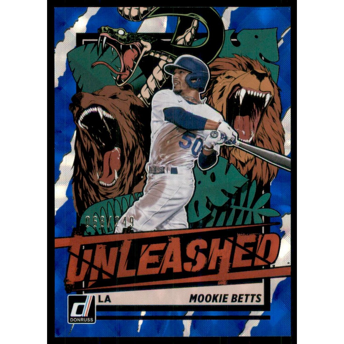 2021 Donruss Unleashed Blue #9 Mookie Betts. rookie card picture
