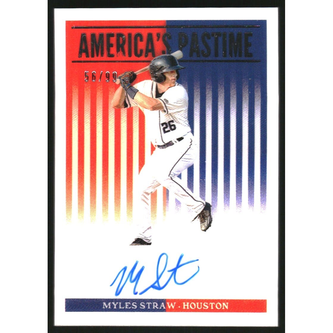 2019 Panini America's Pastime Autographs #39 Myles Straw. rookie card picture