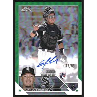 2023 Topps Chrome Rookie Autographs Green Refractors #RACP Carlos Perez
