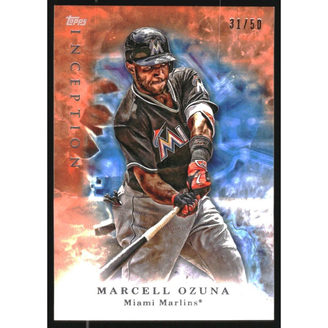 2017 Topps Inception Orange #53 Marcell Ozuna. rookie card picture