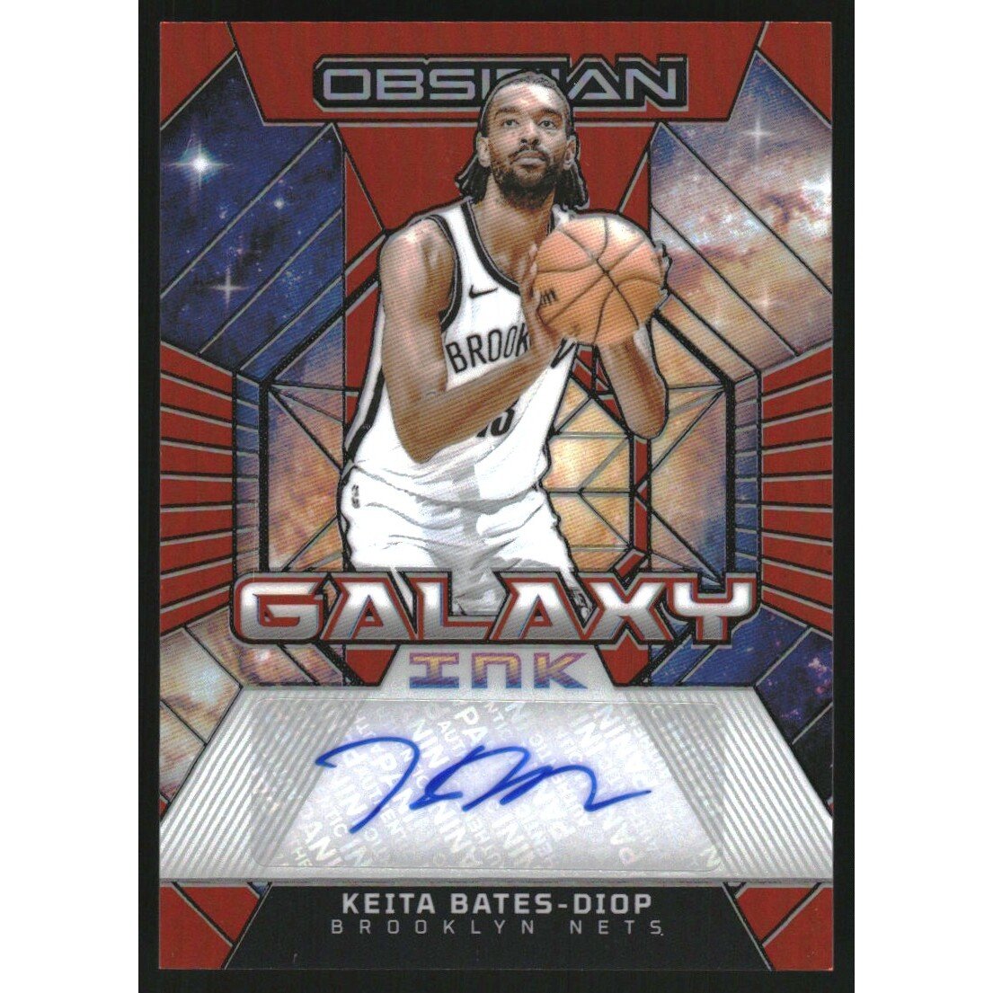 2023-24 Panini Obsidian Galaxy Ink Electric Etch Orange Flood #50 Keita Bates-Diop. rookie card picture