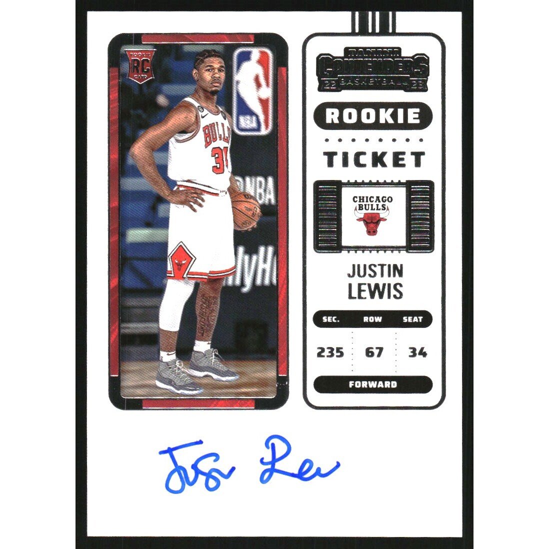 2022-23 Panini Contenders Retail #150 Justin Lewis. rookie card picture