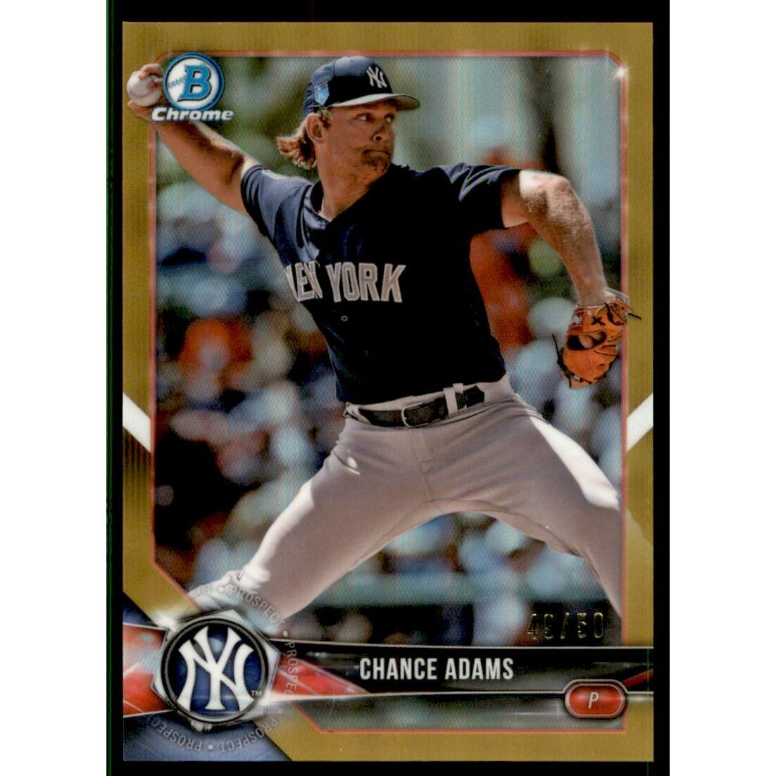 2018 Bowman Chrome Prospects Gold Refractors #BCP208 Chance Adams. rookie card picture
