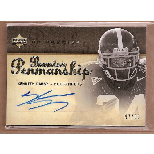 2007 Upper Deck Premier Penmanship Autographs Gold #PPKD Kenneth Darby/99. rookie card picture