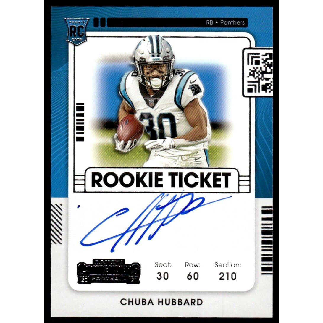 2021 Panini Contenders #134A Chuba Hubbard AU RC. rookie card picture