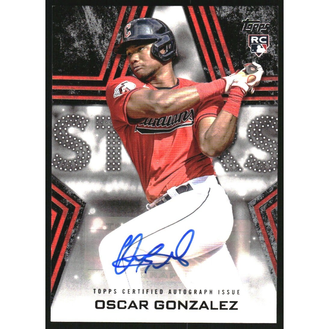 2023 Topps Baseball Stars Autographs Black #BSAOG Oscar Gonzalez/199. rookie card picture