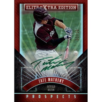 2015 Elite Extra Edition Prospect Autographs Green Ink #112 Tate Matheny