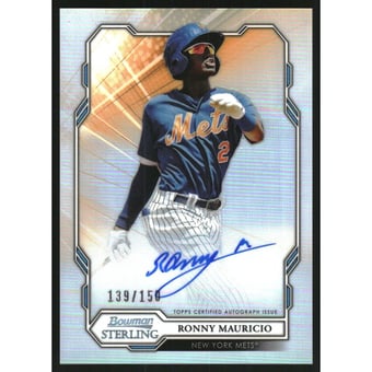 2019 Bowman Sterling Prospect Autographs Refractors #BSPARM Ronny Mauricio