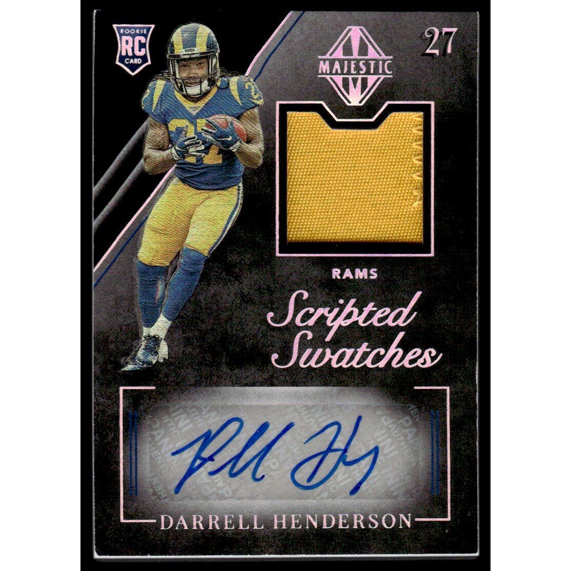 2019 Panini Majestic Holo Silver #125 Darrell Henderson JSY AU. rookie card picture