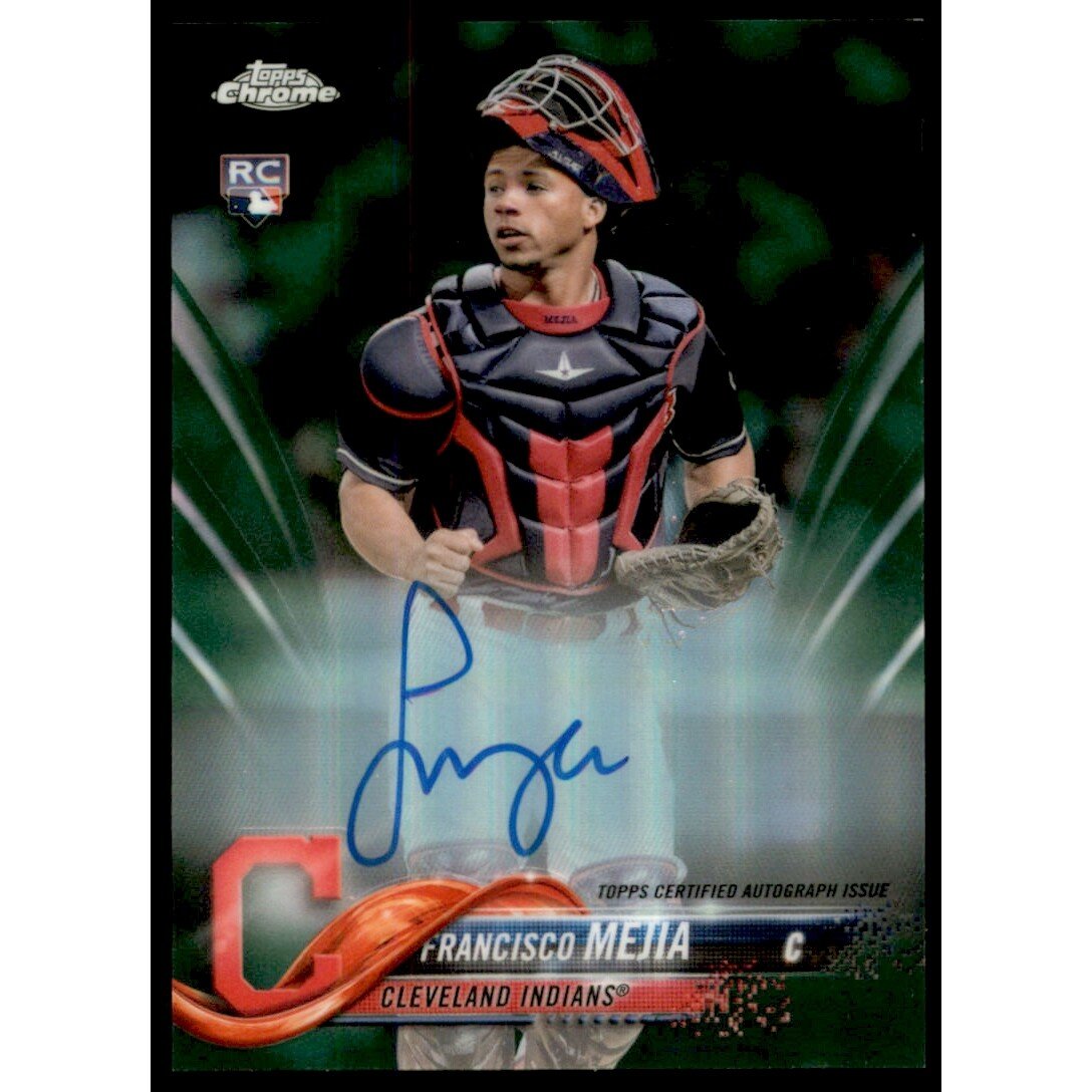 2018 Topps Chrome Rookie Autographs Green Refractors #RAFM Francisco Mejia. rookie card picture