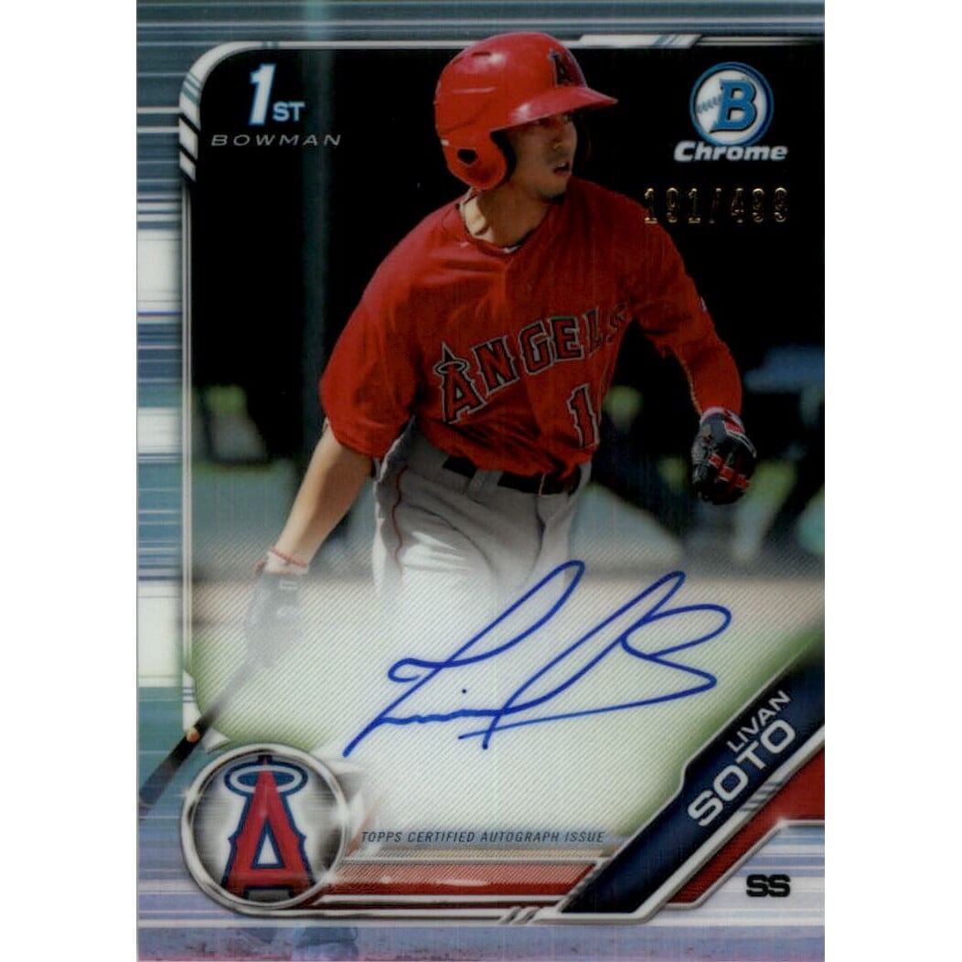 2019 Bowman Chrome Prospect Autographs Refractors #CPALS Livan Soto. rookie card picture
