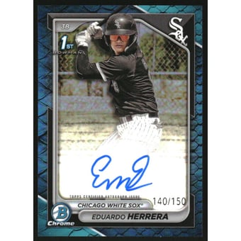 2024 Bowman Chrome Prospect Autographs Blue Reptilian Refractors #CPAEH Eduardo Herrera