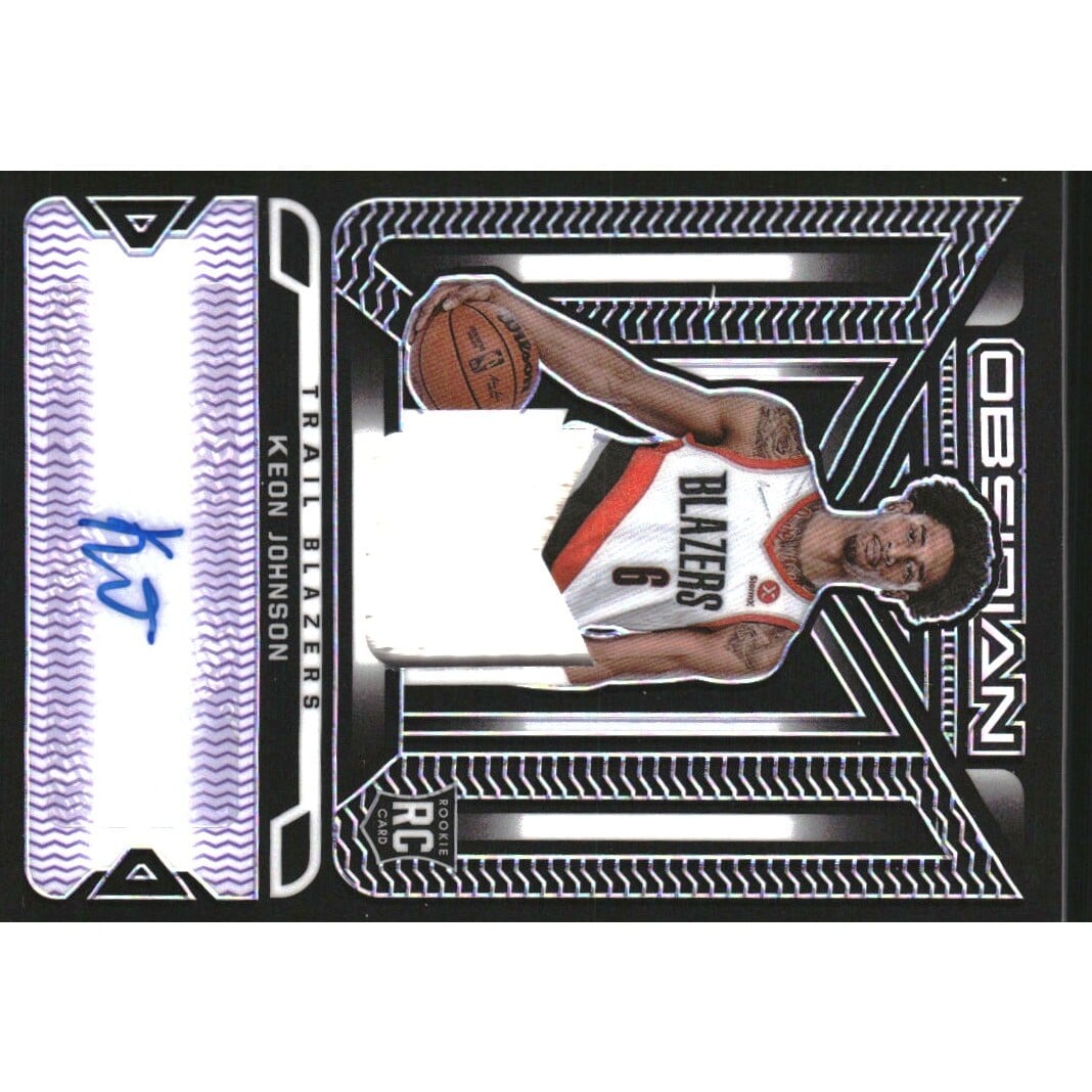 2021-22 Panini Obsidian Rookie Jersey Ink Electric Etch Purple #7 Keon Johnson. rookie card picture