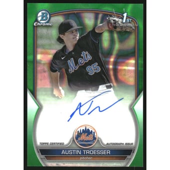 2023 Bowman Chrome Draft Autographs Green Lava Refractors #CDAATR Austin Troesser