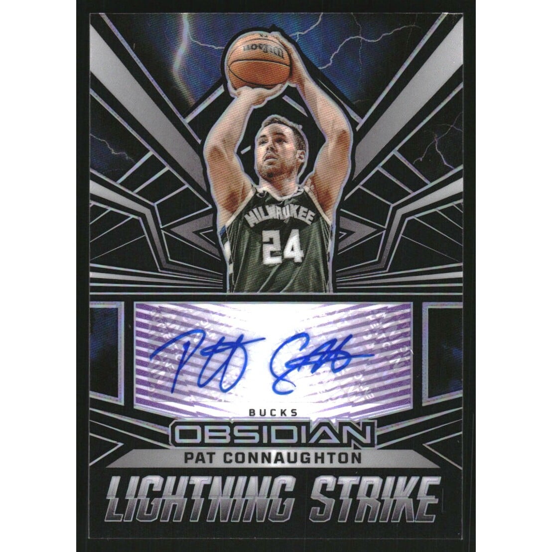 2022-23 Panini Obsidian Lightning Strike Signatures Electric Etch Purple #11 Pat Connaughton. rookie card picture