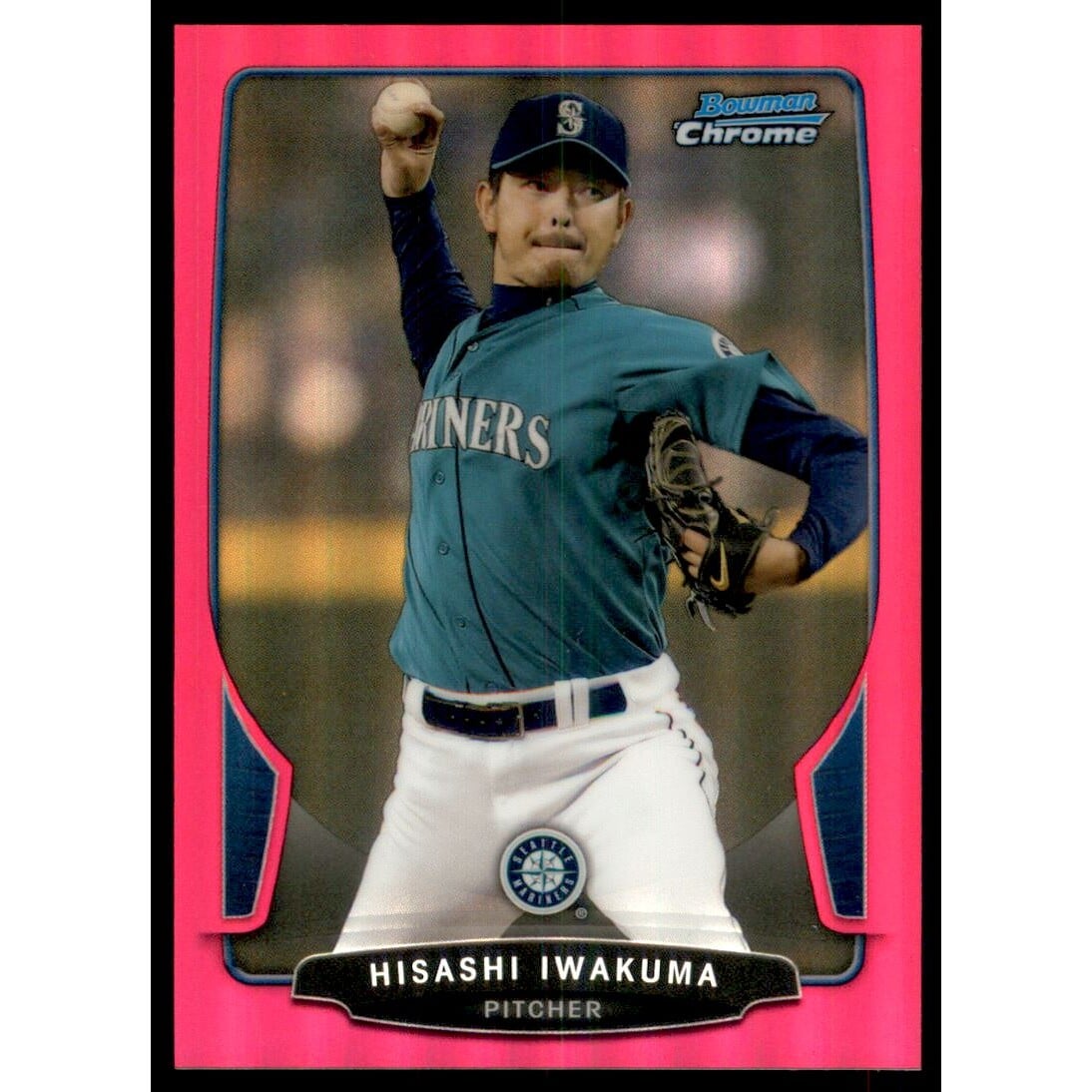 2013 Bowman Chrome Magenta Refractors #79 Hisashi Iwakuma. rookie card picture