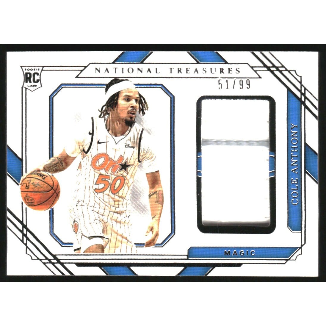 2020-21 Panini National Treasures Rookie Materials #1 Cole Anthony. rookie card picture