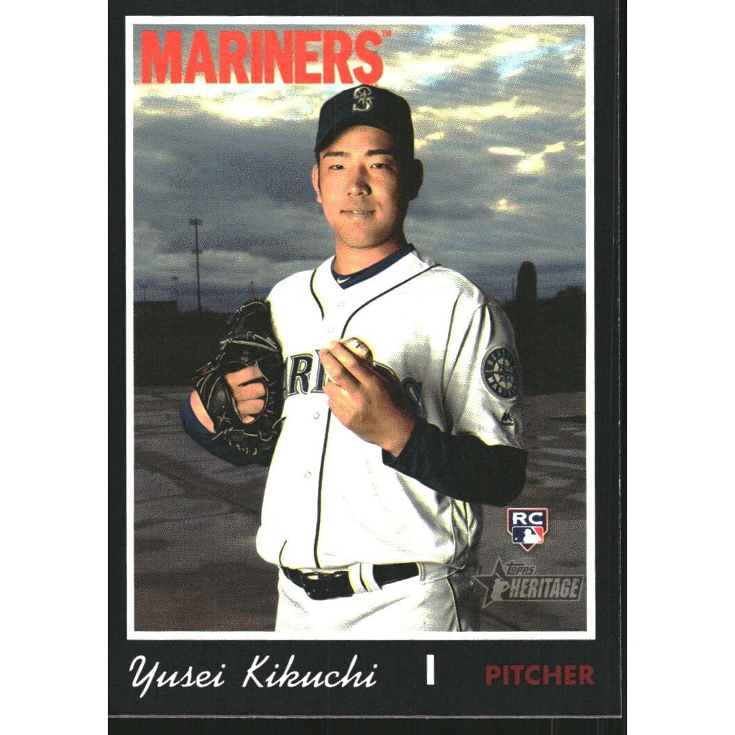 2019 Topps Heritage Black Border #526 Yusei Kikuchi. rookie card picture
