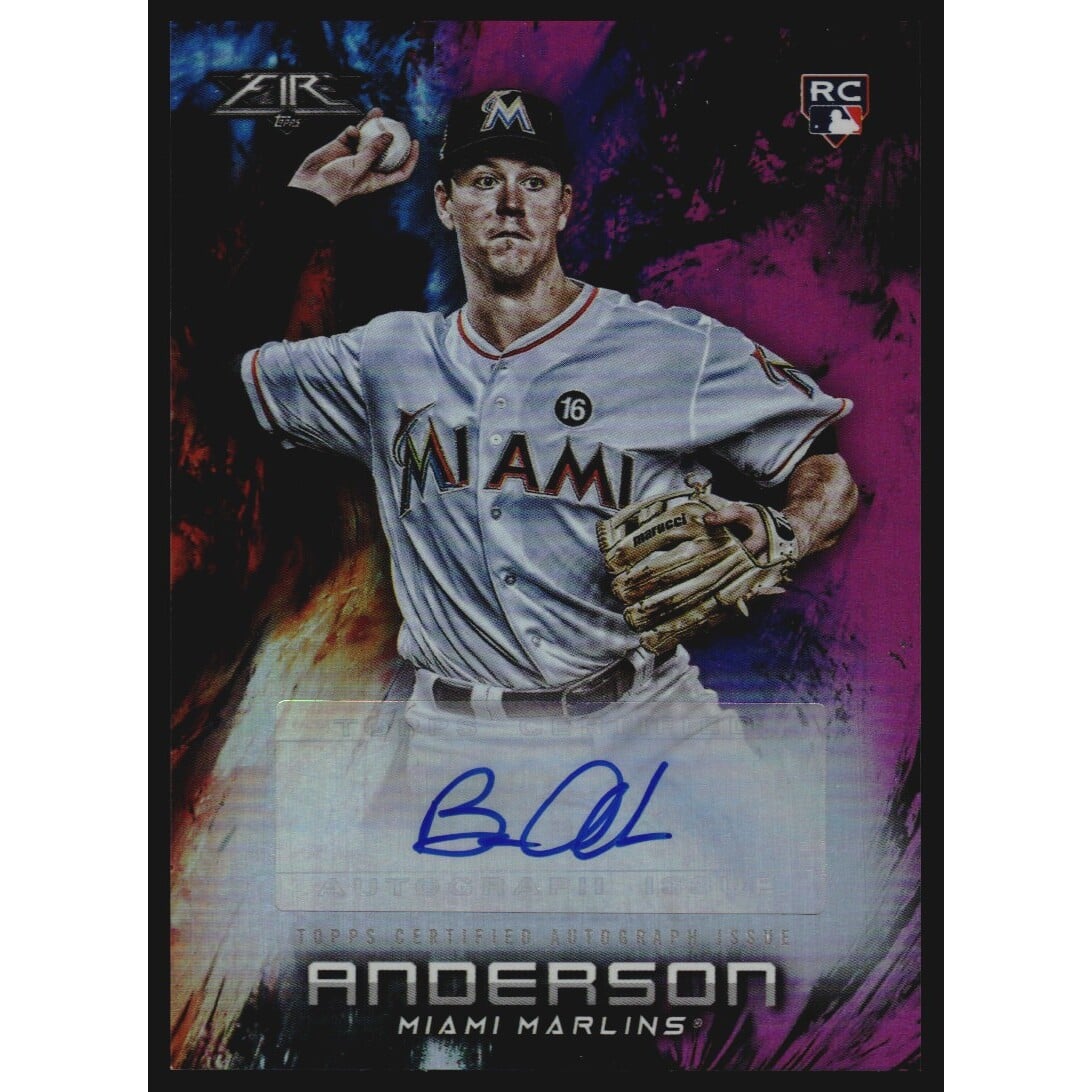 2018 Topps Fire Autographs Magenta #FABA Brian Anderson. rookie card picture