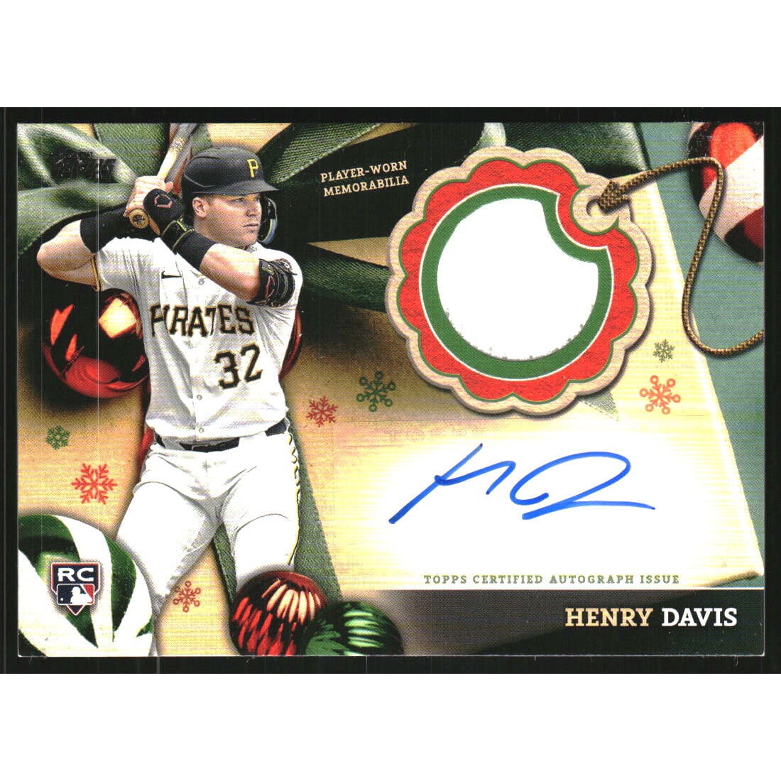 2024 Topps Holiday Autograph Relics #ARCHD Henry Davis. rookie card picture