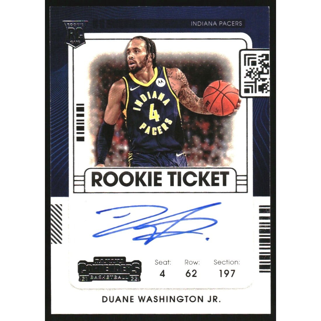 2021-22 Panini Contenders #155 Duane Washington Jr. AU RC. rookie card picture