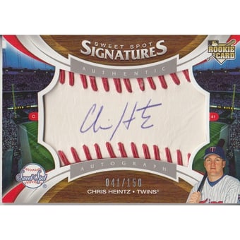 2006 Sweet Spot Signatures Red Stitch Blue Ink #184 Chris Heintz/150