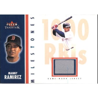 2003 Fleer Tradition Milestones Game Used Gold #MR Manny Ramirez Jsy
