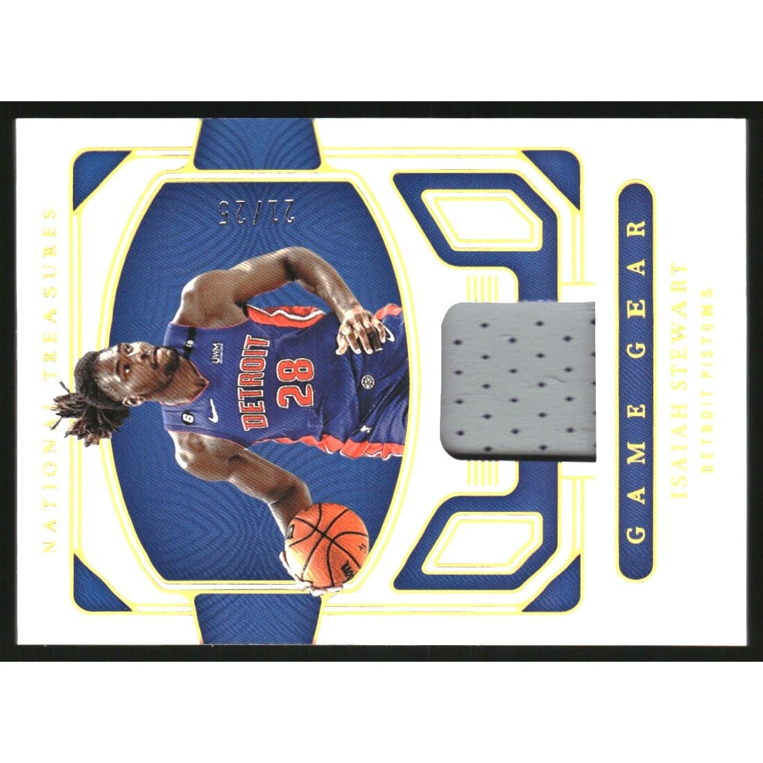 2022-23 Panini National Treasures Game Gear Prime #4 Isaiah Stewart/25. rookie card picture