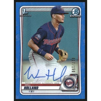 2020 Bowman Chrome Prospect Autographs Blue Refractors #CPAWH Will Holland