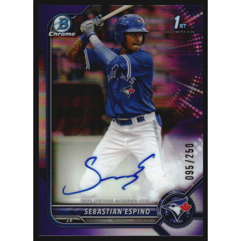 2022 Bowman Chrome Prospect Autographs Purple Refractors #CPASE Sebastian Espino