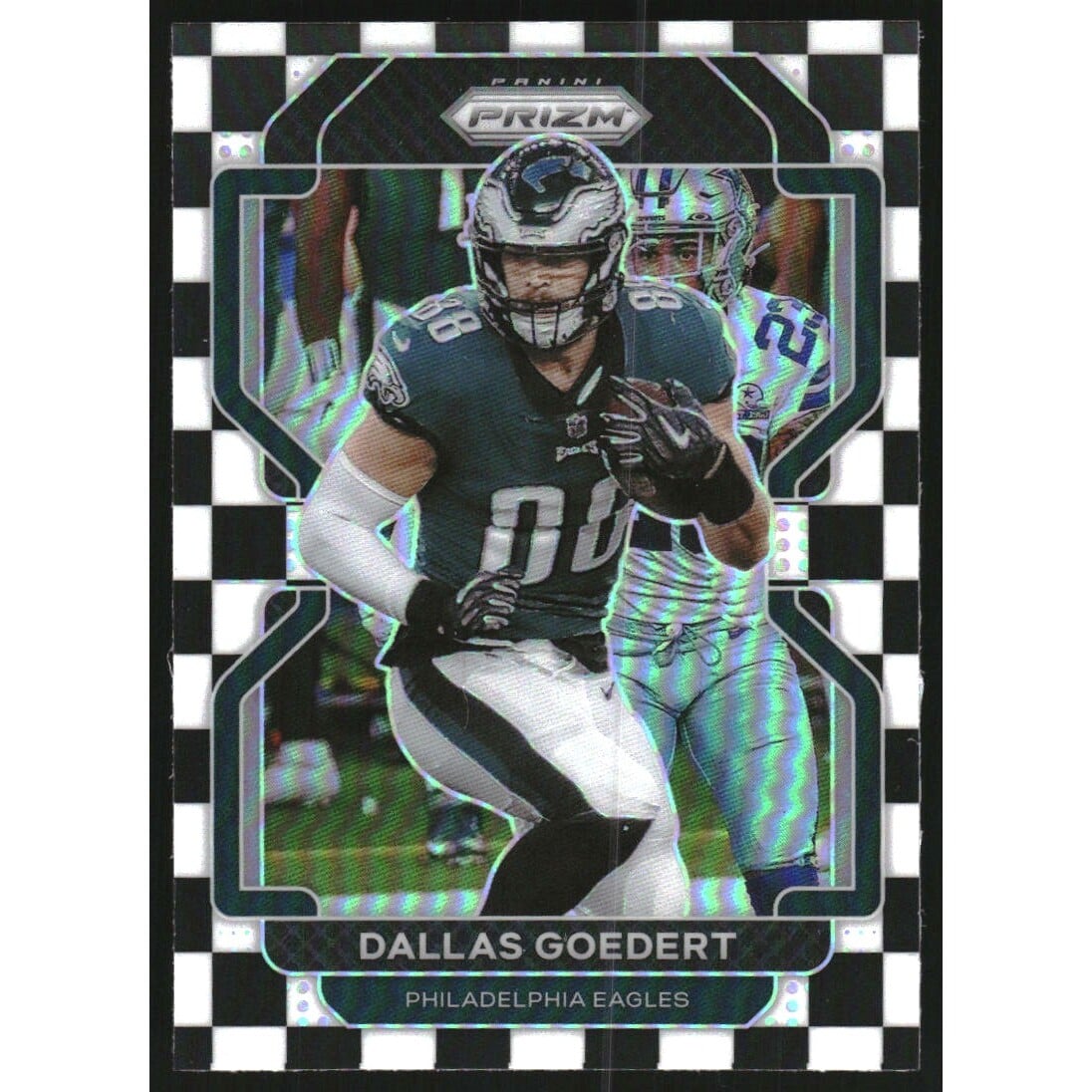 2021 Panini Prizm Prizms Black and White Checker #220 Dallas Goedert. rookie card picture