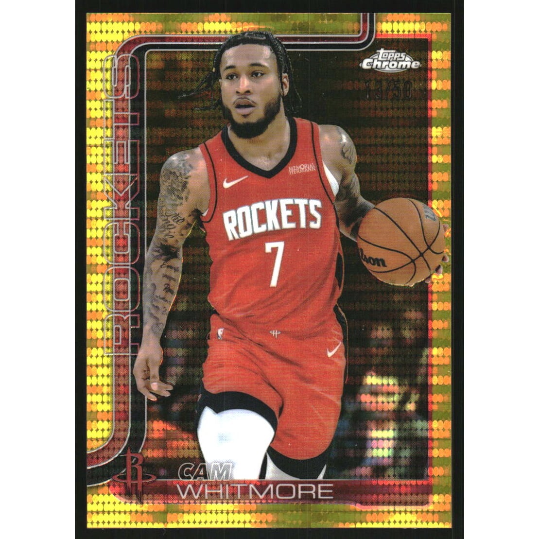 2025-26 Topps Chrome Pulsar Gold Refractors #86 Cam Whitmore. rookie card picture