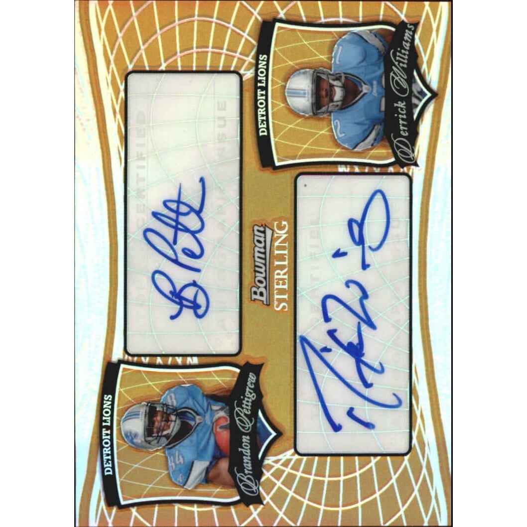 2009 Bowman Sterling Dual Autograph Gold Refractors #PW Brandon Pettigrew/125/Derrick Williams. rookie card picture