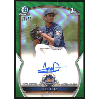 2023 Bowman Chrome Prospect Autographs Green Refractors #CPAJDZ Joel Diaz