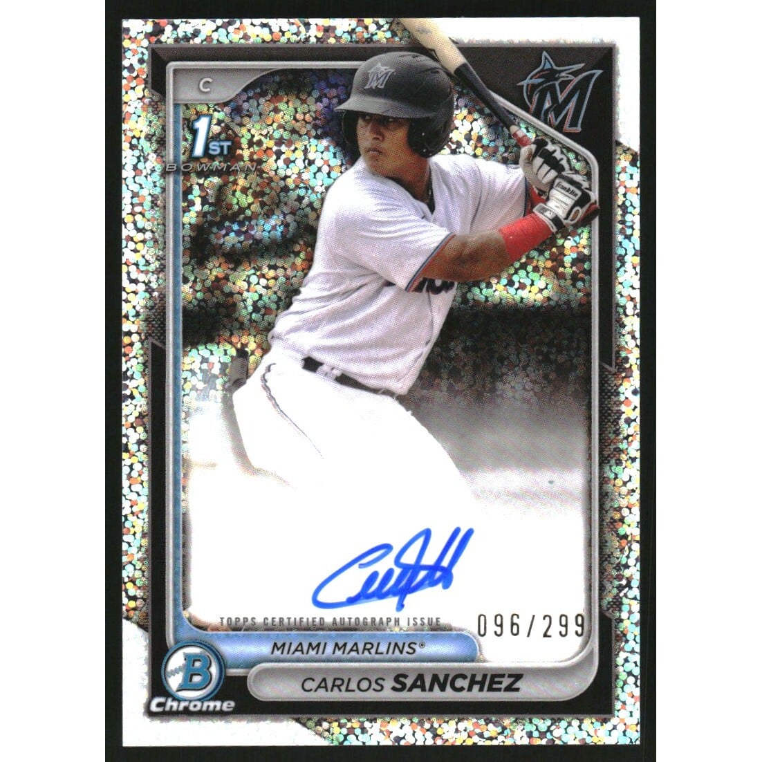 2024 Bowman Chrome Prospect Autographs Speckle Refractors #CPACS Carlos Sanchez. rookie card picture