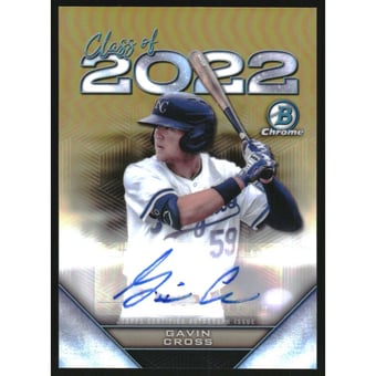 2022 Bowman Chrome Draft Class of '22 Autographs Gold Refractors #C22AGC Gavin Cross