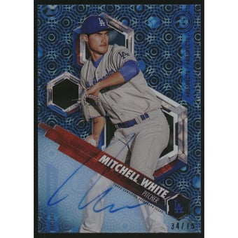 2018 Bowman High Tek Prospect Autographs Ocean Blue Tidal #PHTMW Mitchell White
