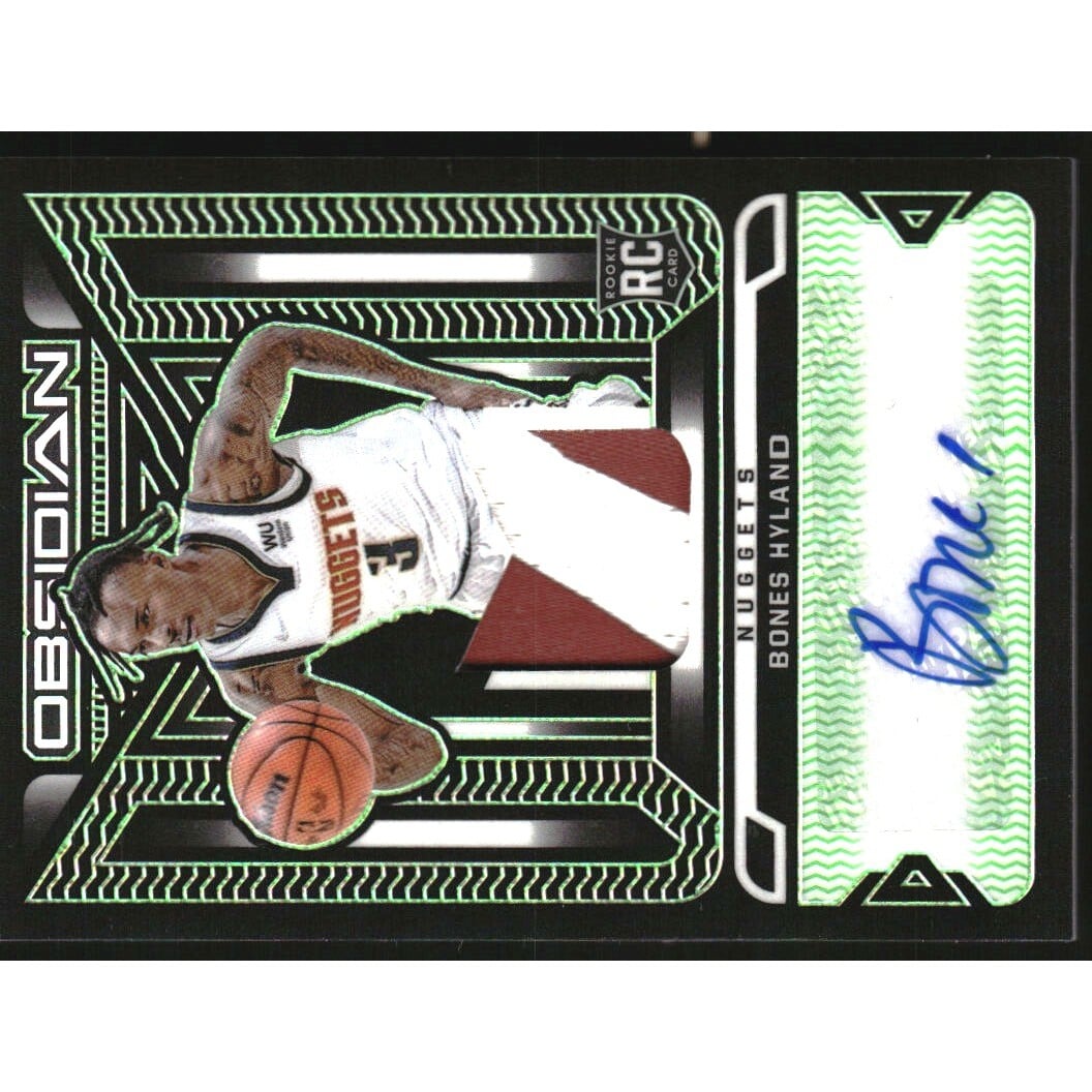 2021-22 Panini Obsidian Rookie Jersey Ink Electric Etch Green #39 Bones Hyland