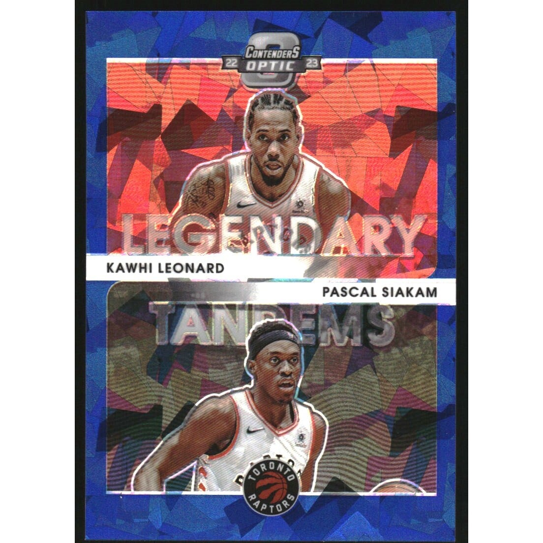 2022-23 Panini Contenders Optic Legendary Tandems Blue Cracked Ice #12 Kawhi Leonard/Pascal Siakam. rookie card picture